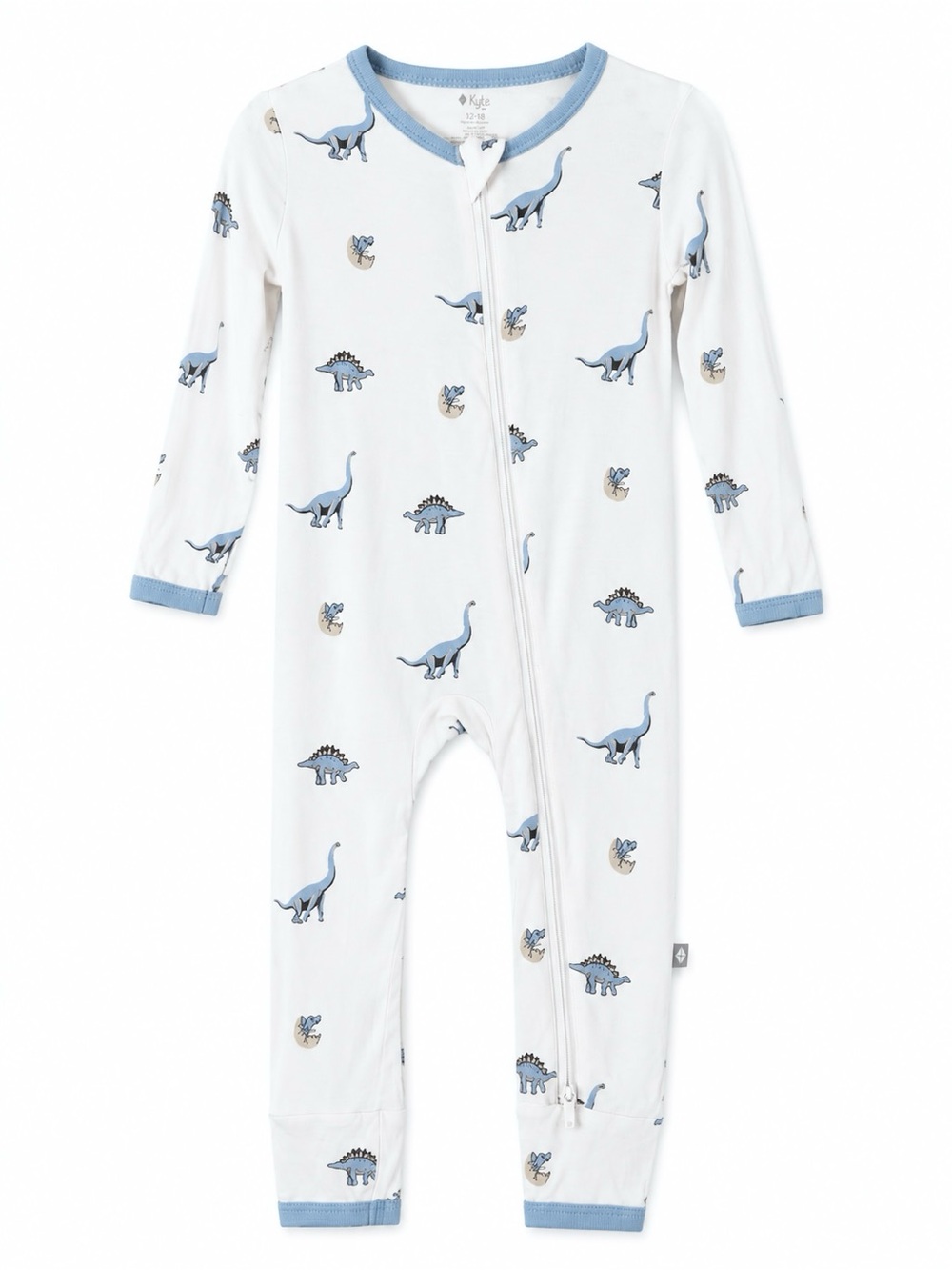Kyte Baby Dinosaur Bamboo Zipper Romper Sleeper 12-18M Blue White